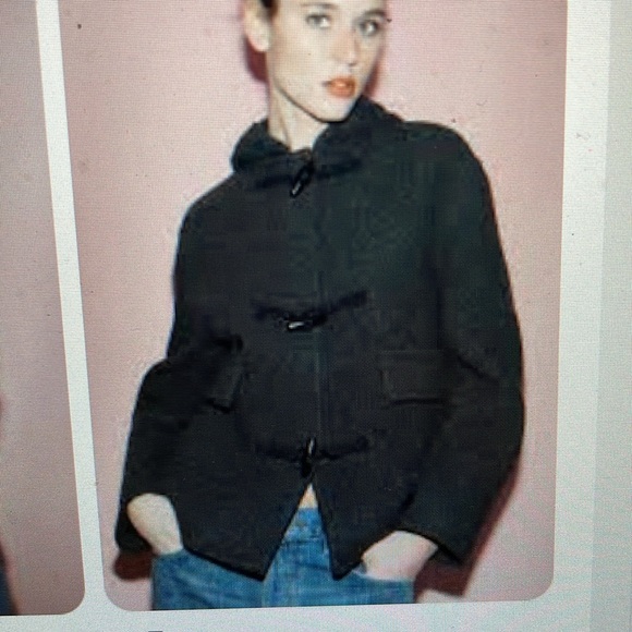 Zara wool bomber style cropped toggle coat - Picture 4 of 12